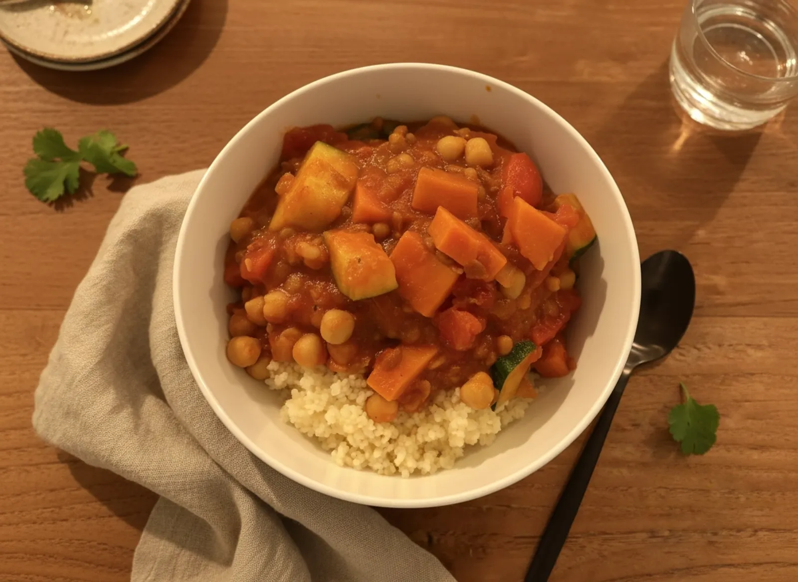 Kleurrijke vegan tajine met groenten en noten